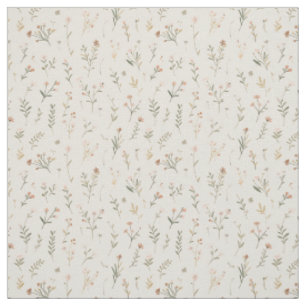 Soft Blush Pink Wildflower Vintage Boho 70s Floral Fabric