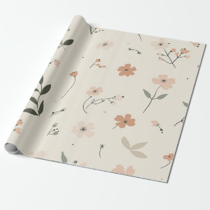 Soft Blush Pink Wildflower Vintage Boho 70s  Wrapping Paper