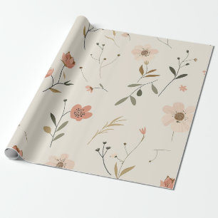 Soft Blush Pink Wildflower Vintage Boho 70s  Wrapping Paper