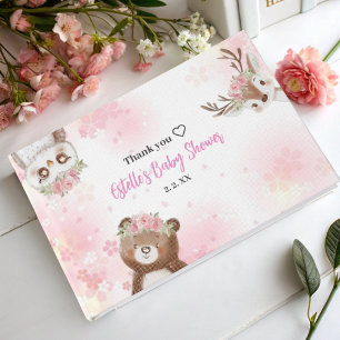 Soft Blush Pink Woodland Baby Girl Shower Guest Book