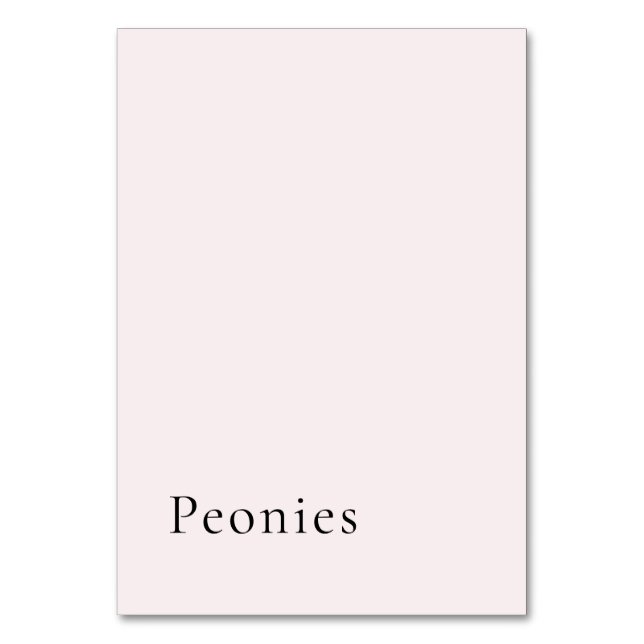 Soft Blush Plain Background Minimal Table Name  Table Number (Back)