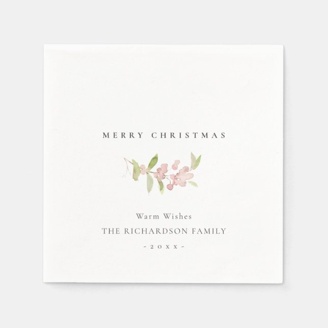SOFT BLUSH ROSE PINK CALLIGRAPHY MERRY CHRISTMAS NAPKIN (Front)