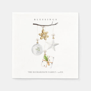 SOFT BLUSH ROSE PINK CHRISTMAS ORNAMENT BLESSINGS NAPKIN