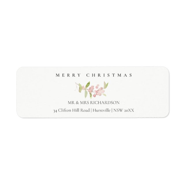 SOFT BLUSH ROSE PINK MERRY CHRISTMAS ADDRESS (Front)