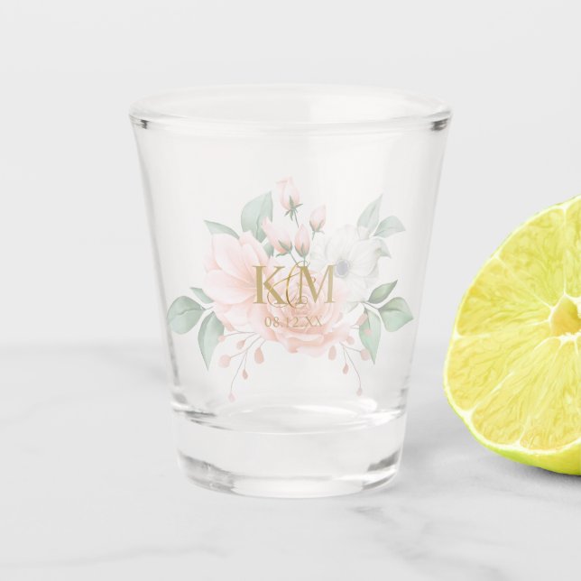 Soft Blush Roses ID828 Shot Glass (Front)