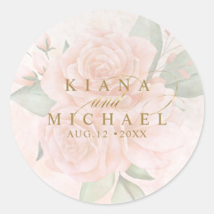 Soft Blush Roses V2 ID828 Classic Round Sticker