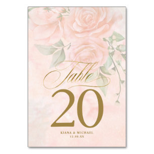 Soft Blush Roses Wedding ID828 Table Number