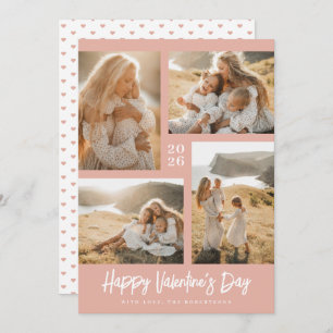 Soft Blush Valentine Photo Collage Holiday Card