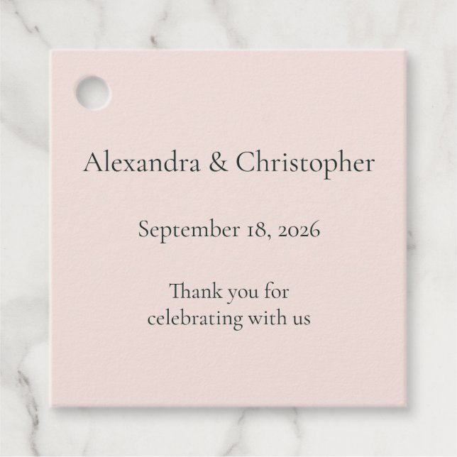 Soft Blush Wedding Favour Tag (Front)