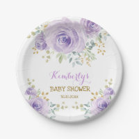 Soft Boho Lavender Gold Floral Baby Shower
