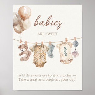 Soft Boho Neutral Baby Clothes Babies are Sweet Poster