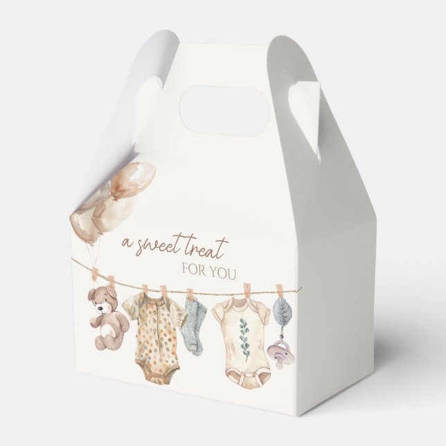 Soft Boho Neutral Baby Clothes Baby Shower Favour Box (Front Side)