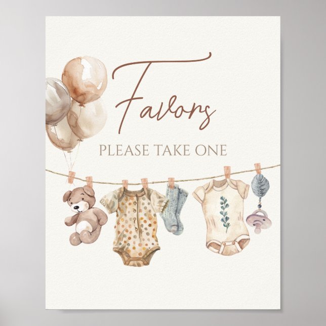 Soft Boho Neutral Baby Clothes Baby Shower Favour Poster (Front)