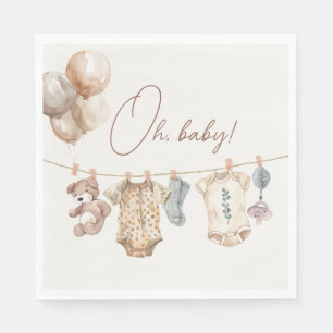 Soft Boho Neutral Baby Clothes Baby Shower Napkin