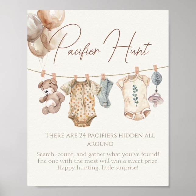 Soft Boho Neutral Baby Clothes Pacifier Hunt Poster (Front)