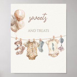 Soft Boho Neutral Baby Clothes Sweets and Treats Poster