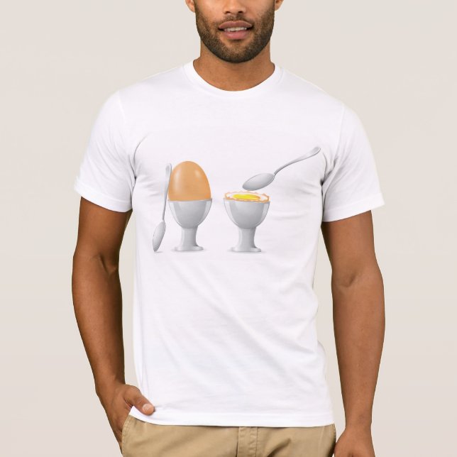 Soft Boiled Egg in Cup with Silver Spoon T-Shirt (Front)