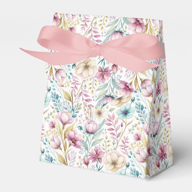 Soft Botanical Easter Flower Design Favour Box (Front Side)