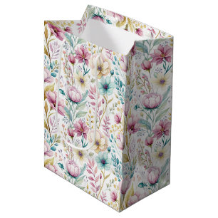 Soft Botanical Easter Flower Design Medium Gift Bag