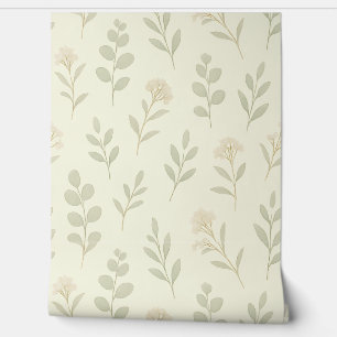 Soft Botanical Nursery Wallpaper – Neutral Green L