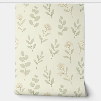 Soft Botanical Nursery Wallpaper – Neutral Green L
