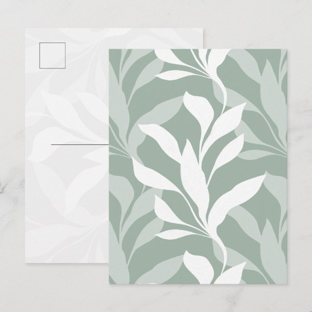 Soft Botanical Sage Green Foliage in Grace Postcard (Front/Back)