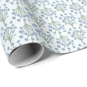 Soft Botanical Vines Elegant Dusty Bluebell Wrapping Paper