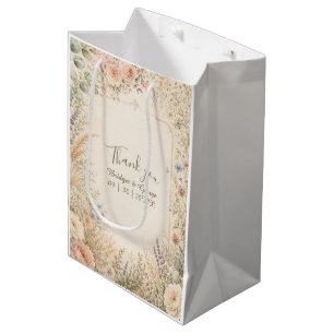 Soft Botanical Wedding Garden Gold Frame Medium Gift Bag