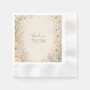 Soft Botanical Wedding Garden Gold Frame Napkin