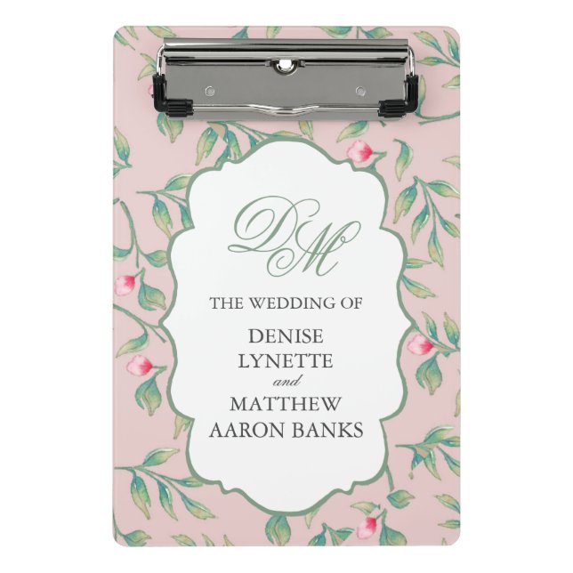 Soft Botanical Wedding  Mini Clipboard (Front)