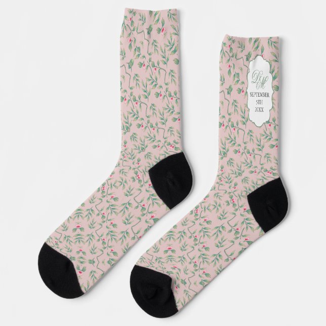Soft Botanical Wedding  Socks (Left)