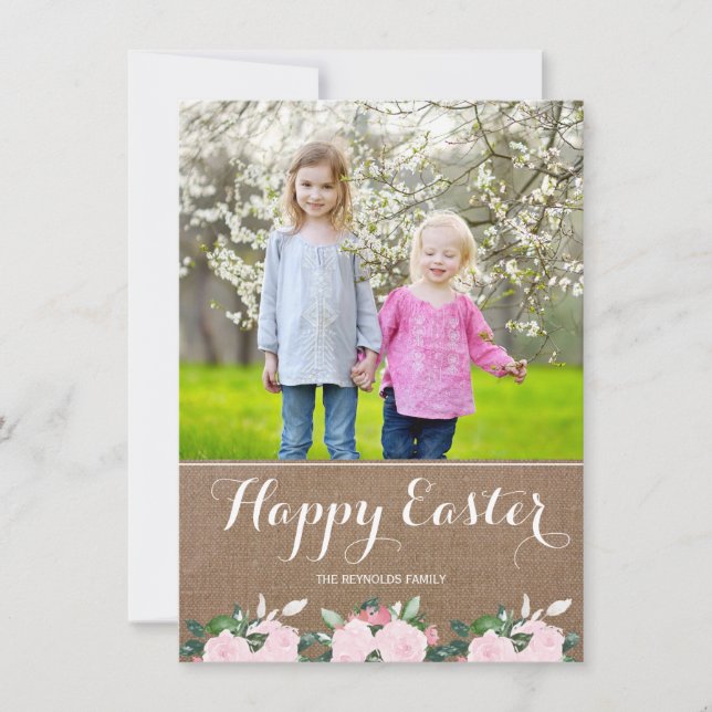 Soft Botanicals Burlap | Easter Photo Card (Front)
