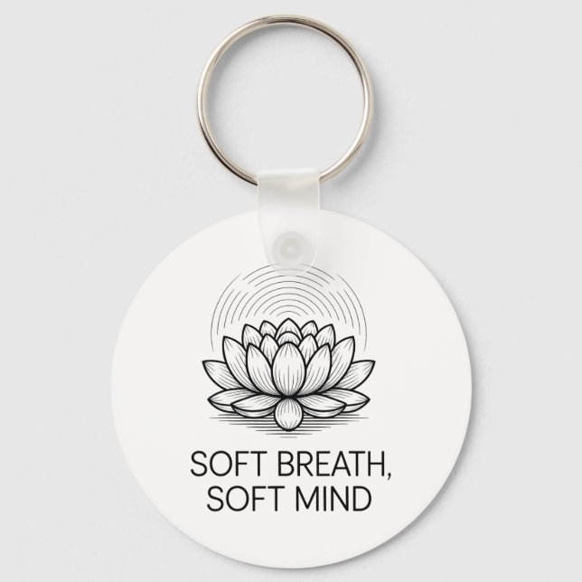 Soft Breath Soft Mind Dandelion Yoga Inspiration A Key Ring (Front)