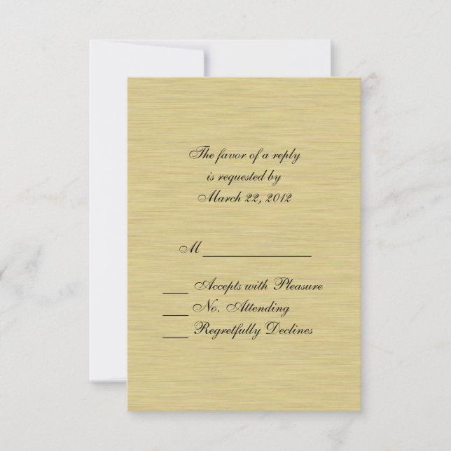 Soft Brushed Gold  RSVP Card (Front)