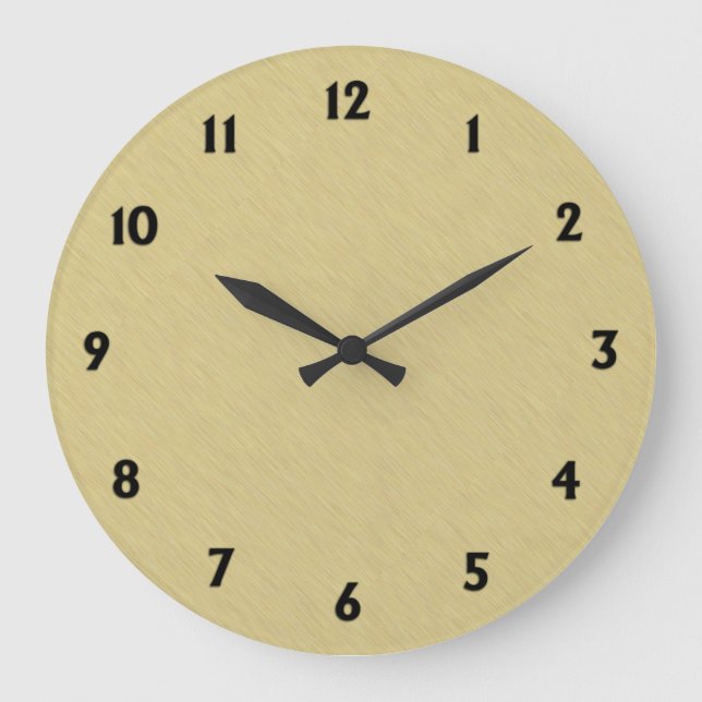 Soft Brushed Gold with Black Numbers Large Clock (Front)