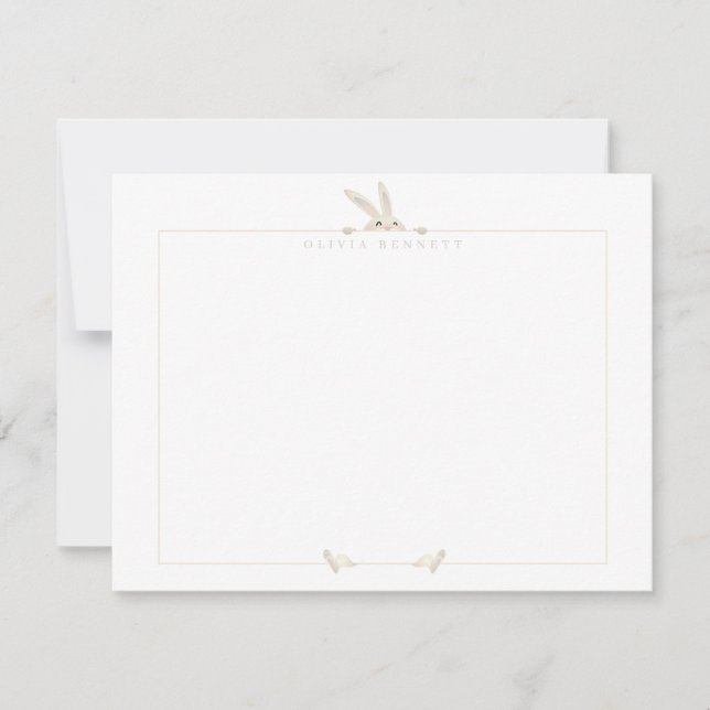 Soft Bunny Peek Frame Note Card (Front)