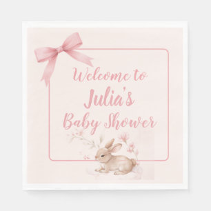 Soft Bunny Welcome Design with Pastel Ribbon  Napkin