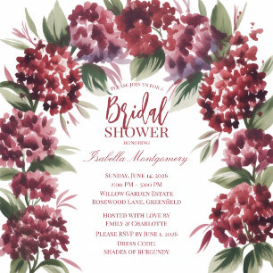 Soft Burgundy Hydrangea Watercolor Arch Invitation