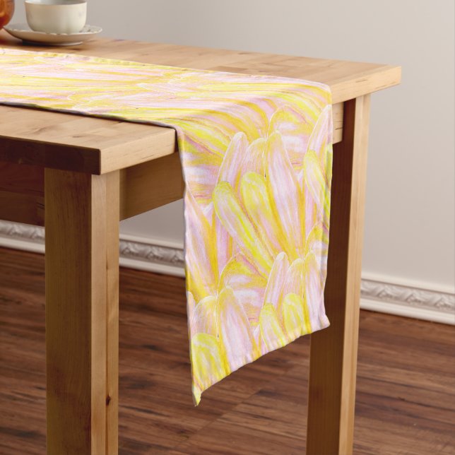 Soft Butter Yellow Flower Petal Pattern  Short Table Runner (In Situ)