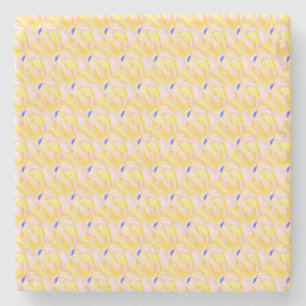 Soft Butter Yellow Flower Petal Pattern Stone Coaster
