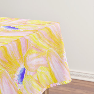 Soft Butter Yellow Flower Petal Pattern Tablecloth