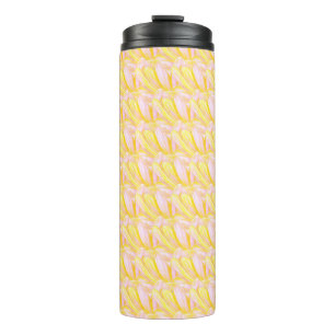 Soft Butter Yellow Flower Petal Pattern Thermal Tumbler