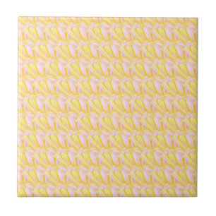 Soft Butter Yellow Flower Petal Pattern  Tile