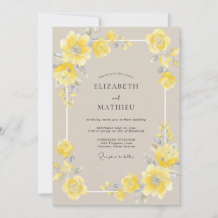 Soft Butter Yellow Petal Wedding Invitation