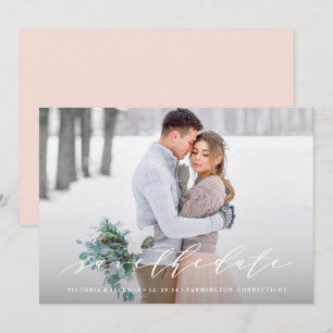 Soft Calligraphy Save the Date Photo Announcement