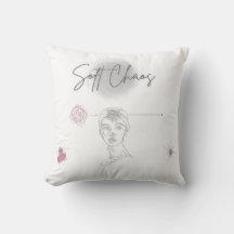 Soft Chaos - Artistic Line Face Pillow 