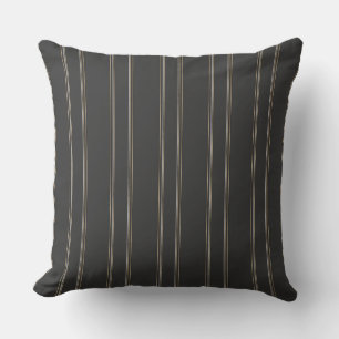 Soft Charcoal Deep Warm Grey Pinstripe Pattern Cushion