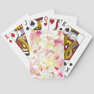 Soft cherry blossom floral pink watercolor playing cards