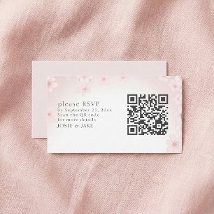 Soft Cherry Blossom RSVP QR Code Enclosure Card