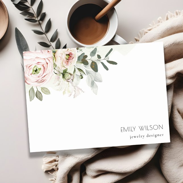 Soft Chic Blush Pink Peony Leafy Botanical Floral Card (Creator Uploaded)